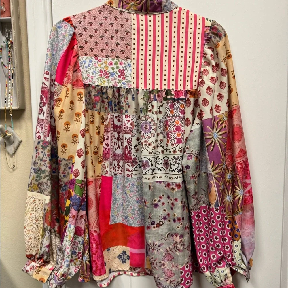 Vibrant Patchwork Floral Blouse - Picture 4 of 7